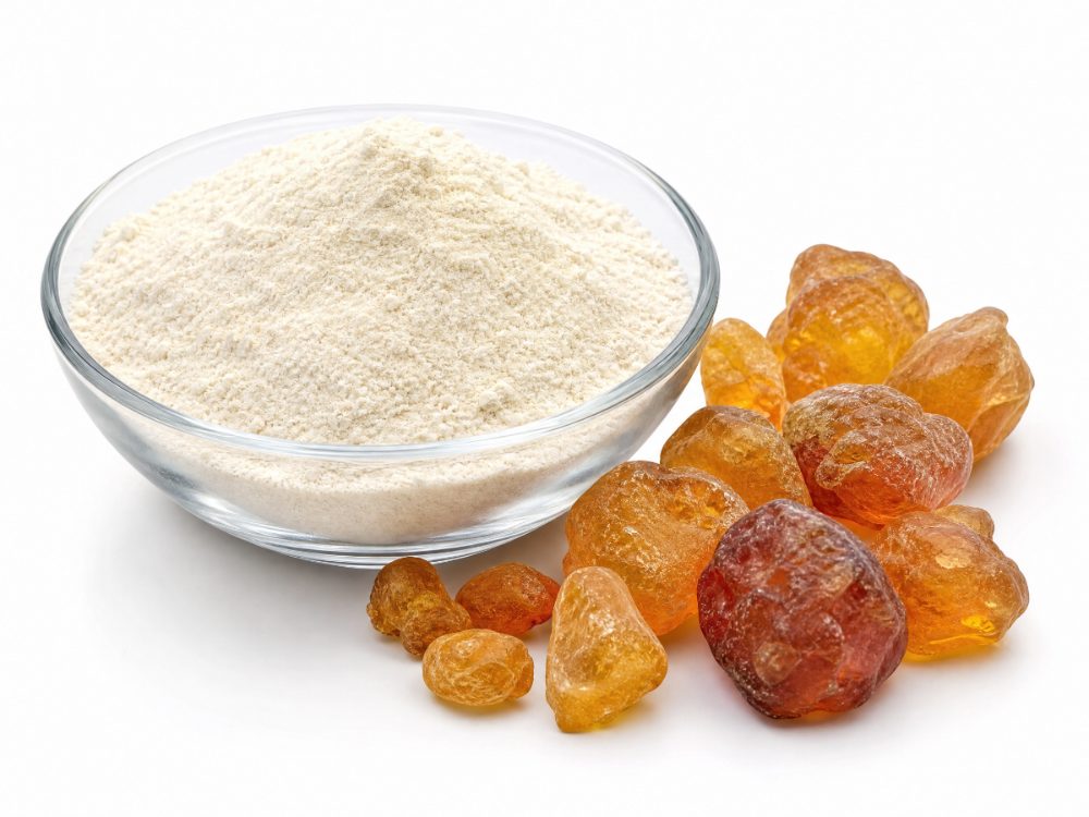 Gum arabic powder and nodules